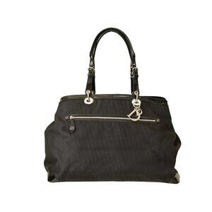 Christian Dior Oblique Jacquard & Black Patent Leather Tote Weekender Overnight